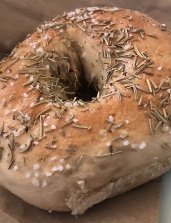 Rosemary sea salt bagel closeup